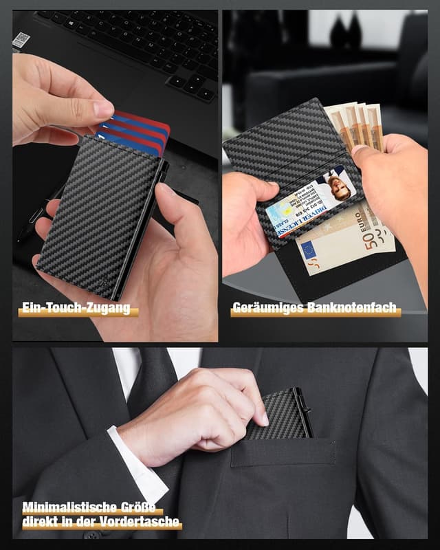 Detalle 2 de dwnkove Herren-Kartenetui Slim Wallet 11 Karten