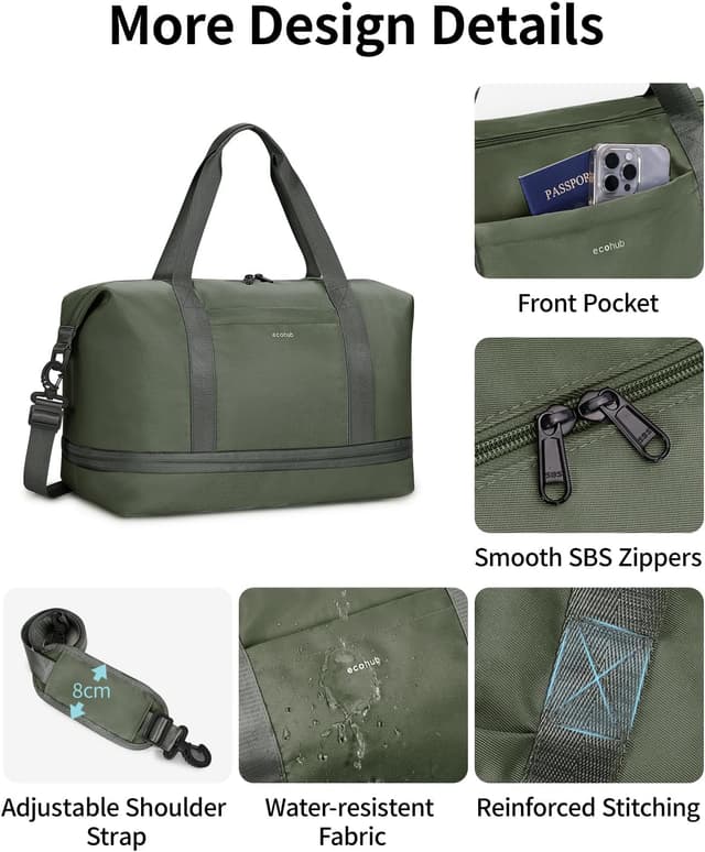 Thumbnail 6 de ECOHUB for Ryanair cabin bag 40x30x20 (expandable) with removable wet pocket – green