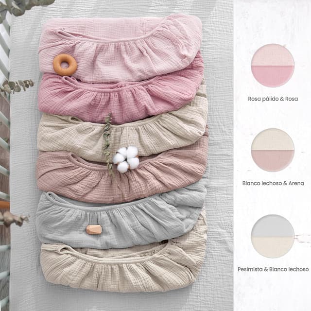 Thumbnail 6 de lulumoon 2er-Pack Musselin-Spannbettlaken für Babybett & Reisebett (60x120 cm / 70x140 cm)