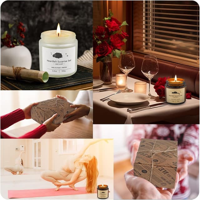 Detalle 2 de Candle Gift Set for Women (Cozy Home Set) with Aromatherapy Candles & Comfortable Eye Mask