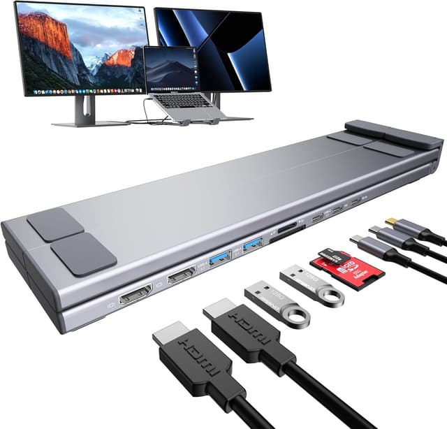 Detalle de USB-C Laptop-Dockingstation 9-in-1 mit Dual 4K60