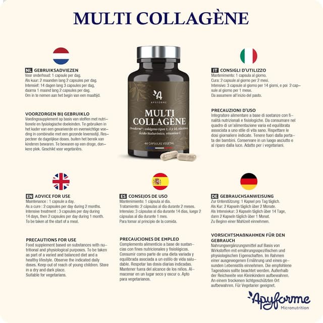 Thumbnail 6 de Apyforme - Colágeno Hidrolizado y Ácido Hialurónico 💧 60 Cápsulas