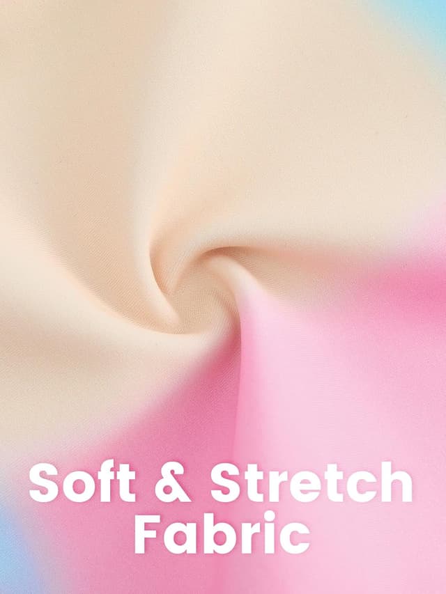 Detalle de JiAmy Mädchen Badeanzug Zweiteiler mit Langarm-UV-Schwimmshirt und Badehose (Gr. 122–152)