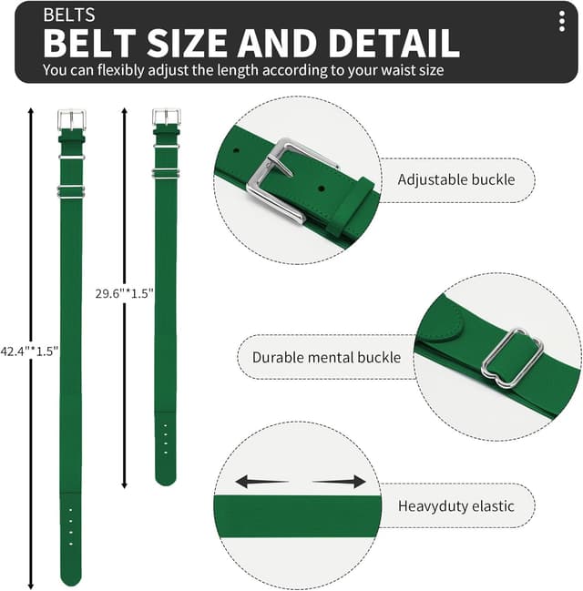 Detalle 1 de QBK Youth Baseball Socks & Belt Combo Set for Kids (Ages 2–16) — Softball/Tee Ball Accessories