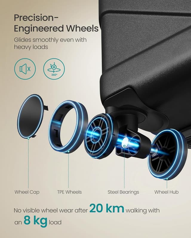 Detalle de 20 Inch Hard Shell Cabin Suitcase by SONGMICS (RLP001B101) with TSA Lock & 4 Double Spinner Wheels