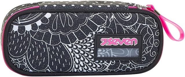 Detalle 2 de Seven Portapenne Scuola Round Plus Yantry Girl Nero: bustina ovale con taschino ed elastici