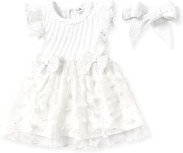 Detalle de PATPAT Manica Corta Baby Girl in Tulle con Pom Pom Party Dress “Princess”