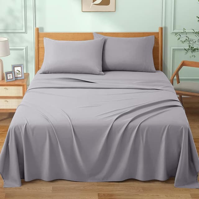 Detalle 2 de My Home Store King Size Flat Sheet (100% Egyptian Cotton, 300TC) – Grey, easy care, fade resistant