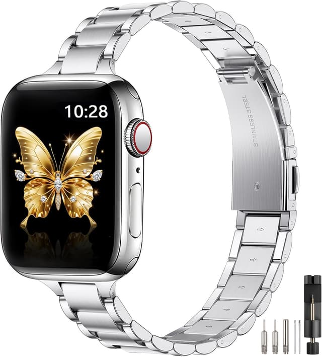 Detalle de WFEAGL Stainless Steel Apple Watch strap (Slim) in Silver for 42mm–49mm models