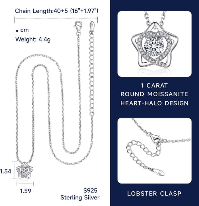 Detalle de MomentWish moissanite necklace 1-2 carat