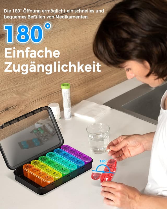 Detalle 2 de Betife Tablettenbox 7 Tage mit 4 Fächern