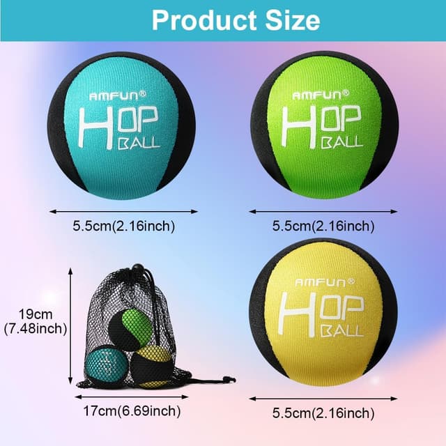 Detalle 2 de AMFUN 3PCS Funny Pool Toys: soft quick-drying water jumping balls with net storage bag