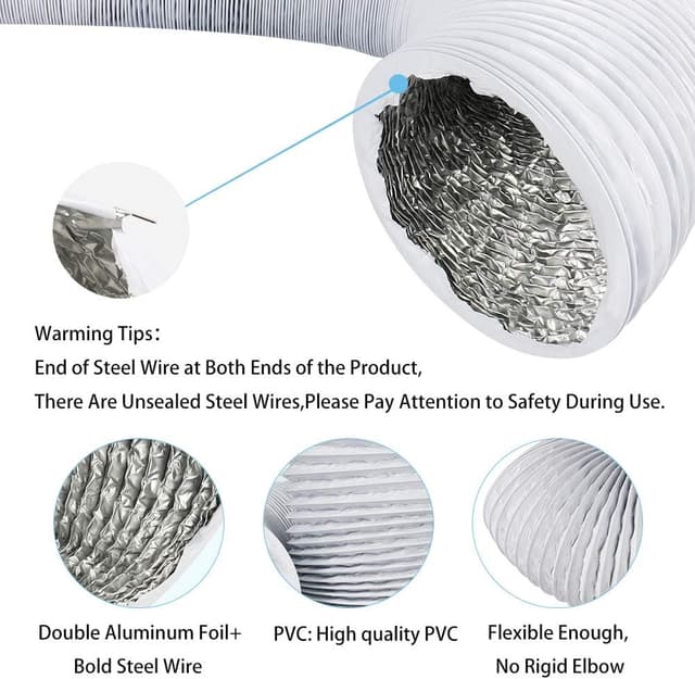 Thumbnail 2 de 4Inch 10ft Flexible Aluminum Air Ducting 100mm 🌀