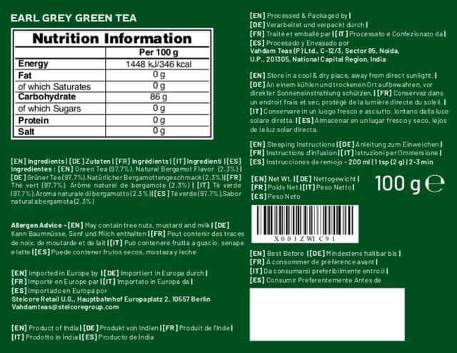 Thumbnail 8 de VAHDAM Té Verde Earl Grey en Hojas Sueltas, 100g
