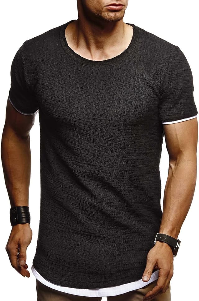 Detalle 2 de Leif Nelson T-shirt homme à col rond — coupe ajustée et style décontracté pour le quotidien