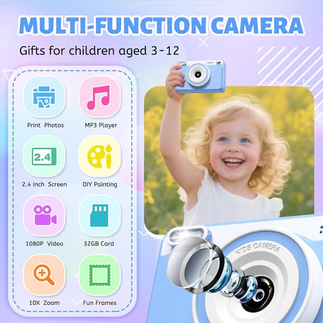Detalle 2 de GREENKINDER Kids Camera 1080P with 32GB card
