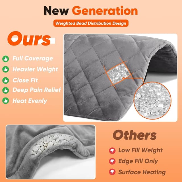 Thumbnail 3 de Weighted Heating Pad 9-Heat Options, Grey