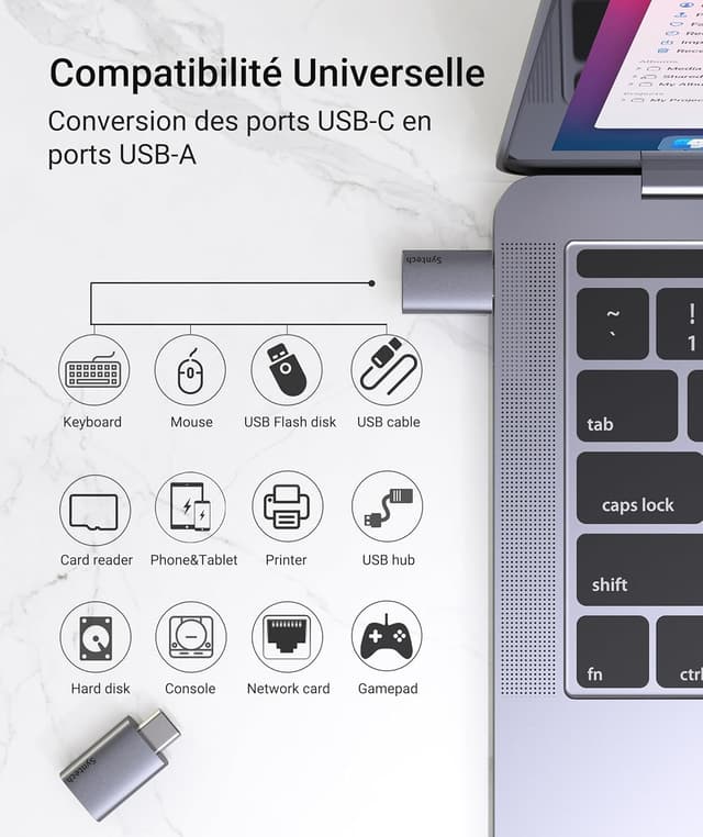 Detalle 2 de Syntech Adaptateur USB-C vers USB 3.2 Gen 2 (pack de 2) 10 Gbit/s, Type-C mâle vers USB-A femelle