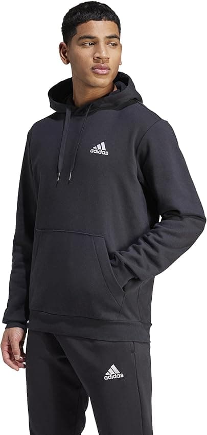 Imagen de Sudadera adidas Hombre Essentials Fleece 🧥 Black/White, M en OfertitasTOP