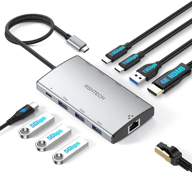 Detalle de RSHTECH USB-C Hub 10Gbps 9-in-1