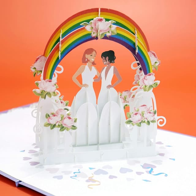 Detalle de CUTPOPUP Lesbian Wedding LGBT Couple Pop Up Card (3D Anniversary & Wedding Card, 5 x 7 in)