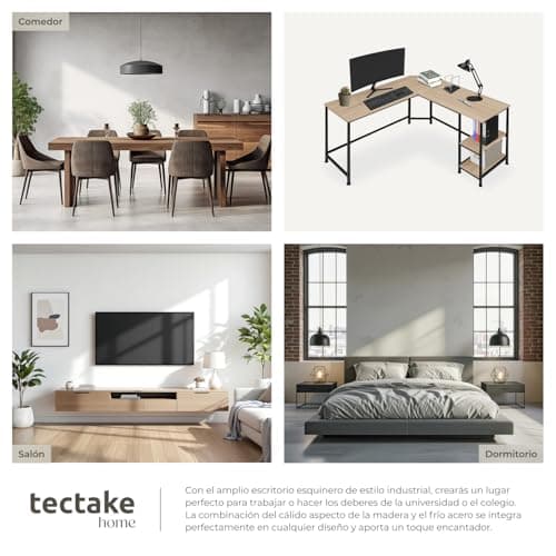 Thumbnail 5 de TecTake® Escritorio de Esquina en Madera y Acero 🖥