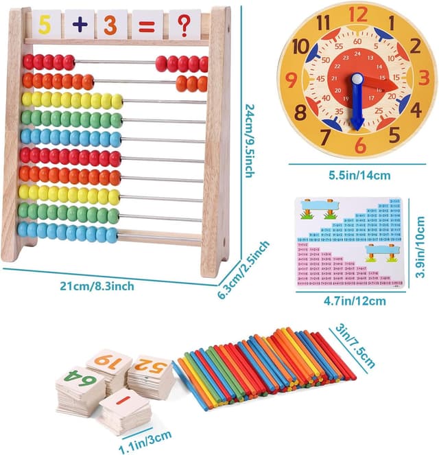 Detalle 1 de Wooden Abacus for Kids, 100 counting sticks