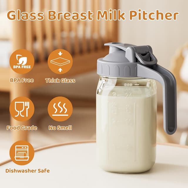 Thumbnail 4 de Mason Jar 32 oz Breast Milk Pitcher with Pour Spout 🥛
