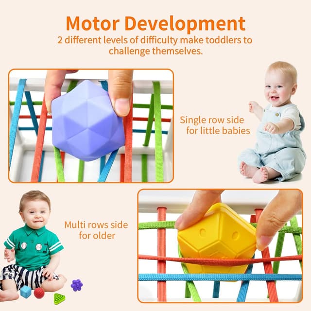 Detalle de Mailesi Montessori Baby-Spielzeug ab 1 Jahr – Motorik- & Formsortierer Set (9-teilig)
