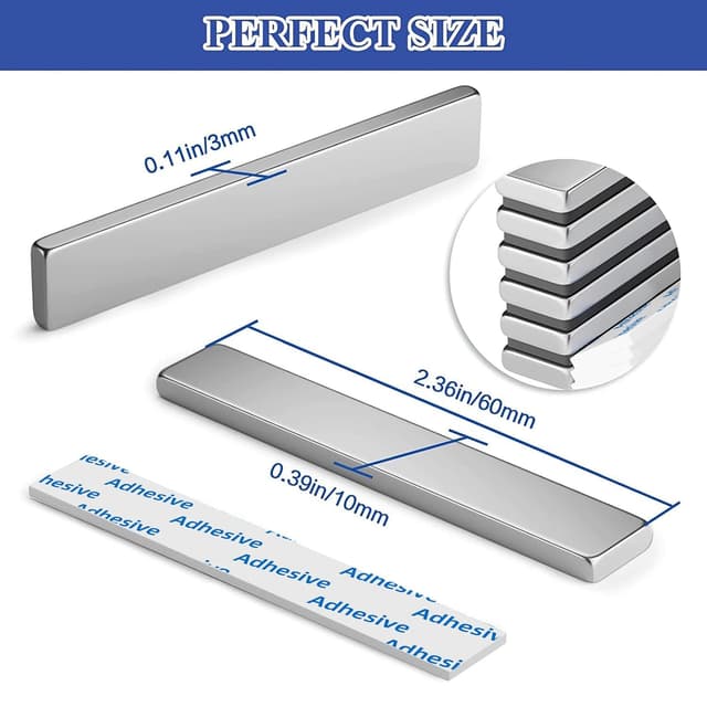 Thumbnail 6 de Grtard 60 x 10 x 3 mm Neodymium Bar Magnet 6-pack 🧲