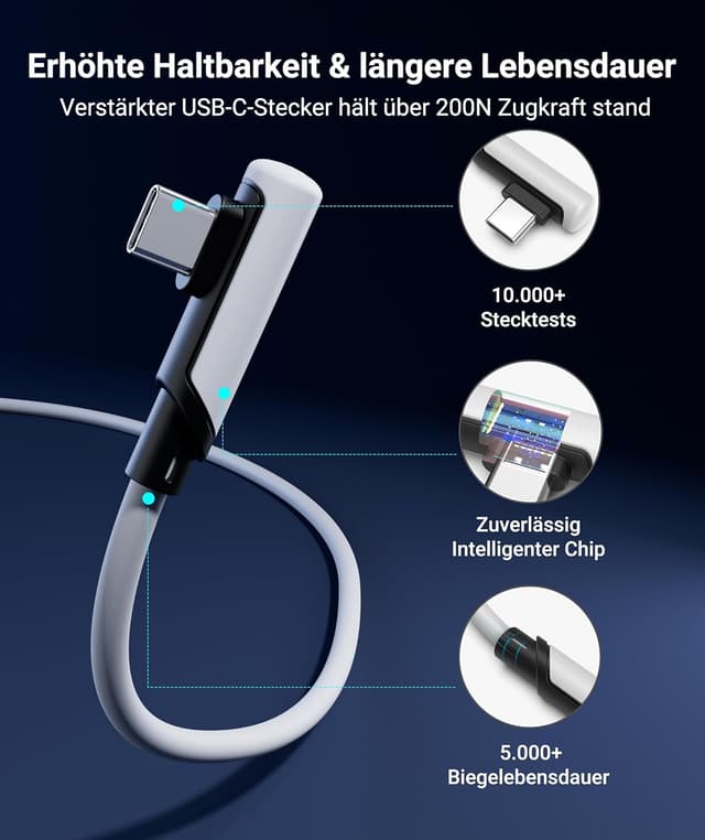 Detalle de Syntech Link Kabel 5 m – USB 3.0 auf USB‑C für Meta Quest 3/3S, Quest 2/1/Pro & Pico 4