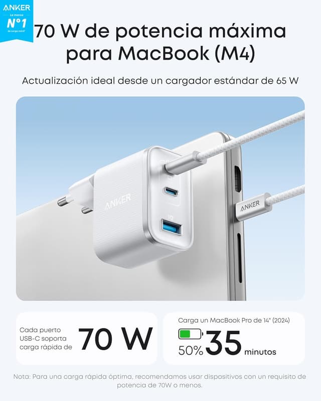 Detalle 2 de Anker Cargador USB C 70 W