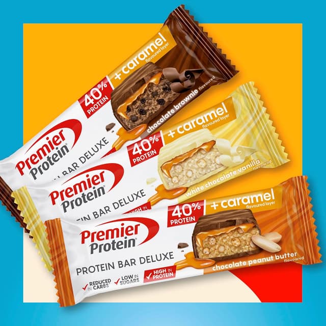 Detalle de Premier Protein Protein Bar Deluxe 40% – Chocolat Brownie, pack de 12 x 50 g