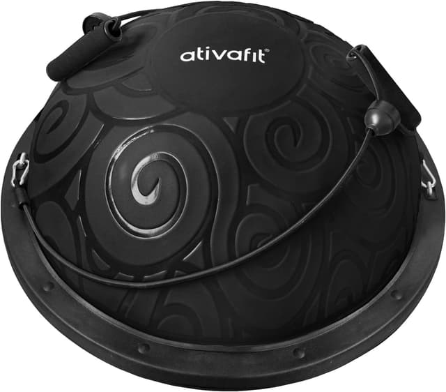 Detalle de Ativafit Half Balance Trainer Ball (ca. 60 x 18,1 cm) bis 300 kg – Balance- und Gymnastikball mit Expander & Pumpe