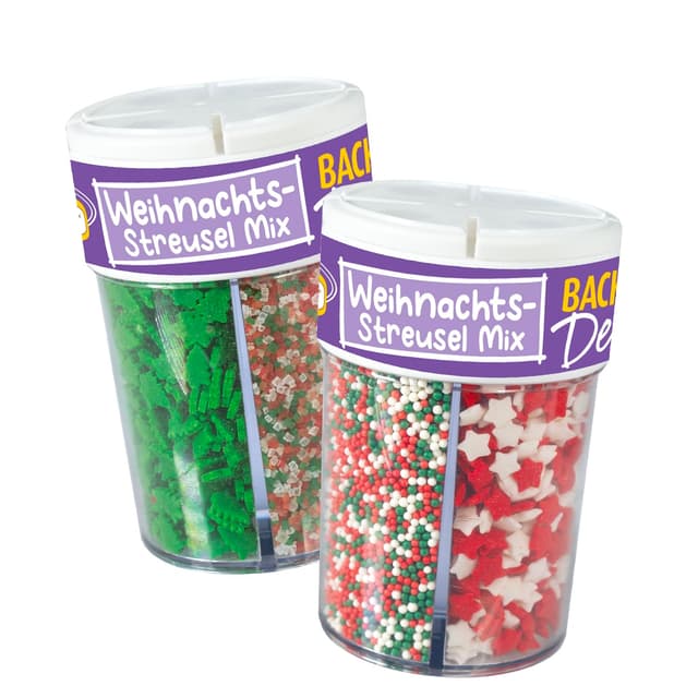 Detalle 1 de Günthart BackDecor Weihnachts Perlen-Mix Sprinkle (95 g) in praktischer Streudose