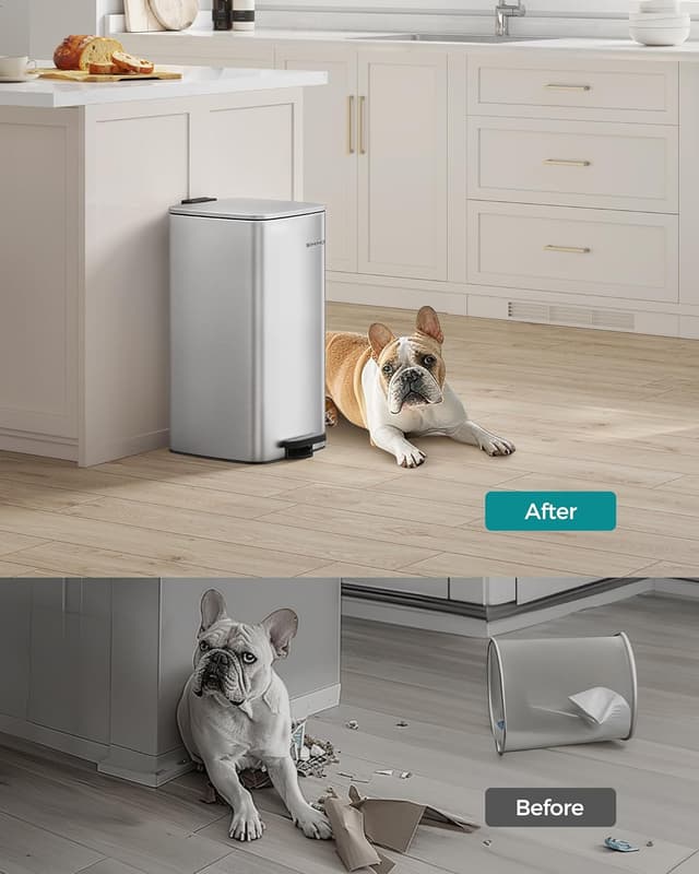 Detalle de SONGMICS kitchen bin 30 L stainless pedal