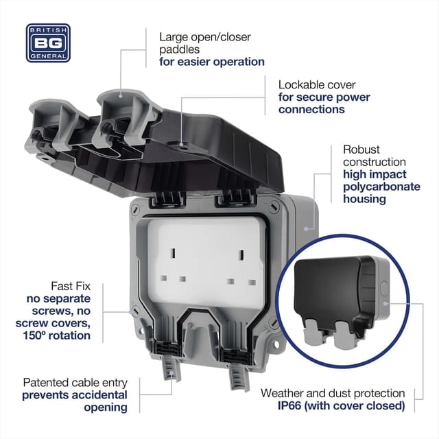 Detalle 2 de WP24-01 double outdoor socket, IP66 13A
