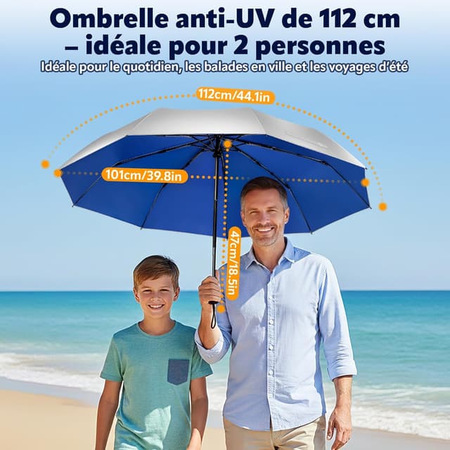 Detalle de ZOMAKE Soleil Parapluie automatique pliant UPF 50+ — parapluie compact anti-UV et anti-tempête