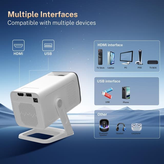 Thumbnail 6 de Mini Proyector Android 11 WiFi 6 Bluetooth 5.4 4K, Auto Keystone