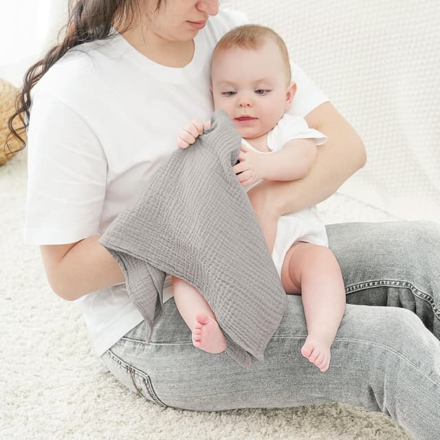 Detalle de Bearmoss Moltontücher Baby-Spucktücher aus 100% Baumwolle, 6er-Set 60x60 cm – Musselin-Material (Weiße Aprikose)