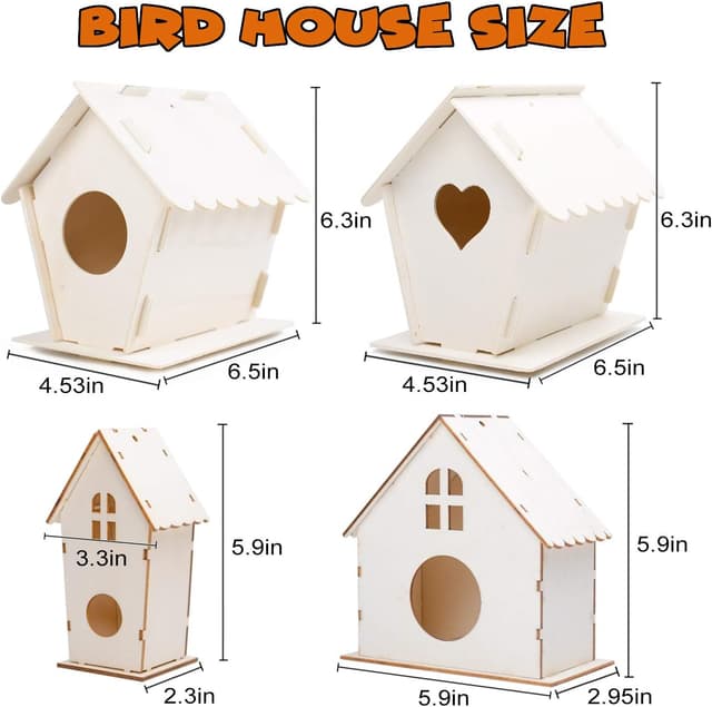 Detalle de hapray 4 Pack DIY Bird House Kit birdhouse craft 🎨