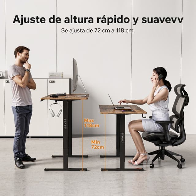 Detalle de SENSE7 Nojo Light Escritorio regulable eléctrico 120x60