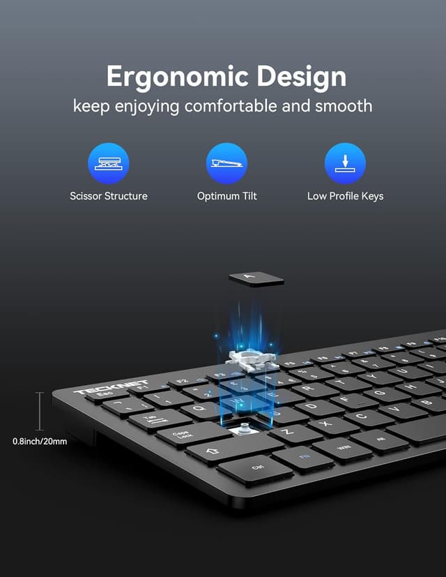 Thumbnail 4 de TECKNET 2.4G Wireless Keyboard 12-month battery ⌨