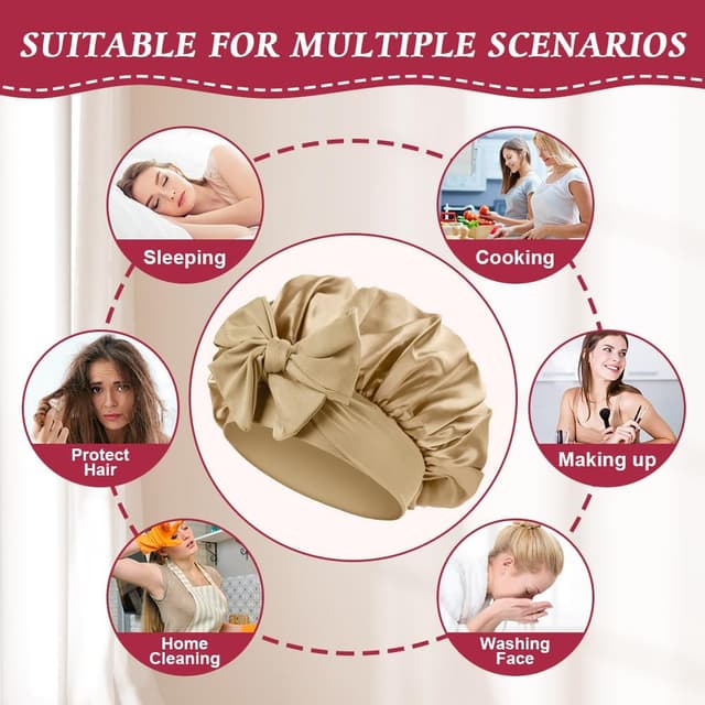 Detalle de ACWOO Bonnet de nuit en satin ajustable pour cheveux
