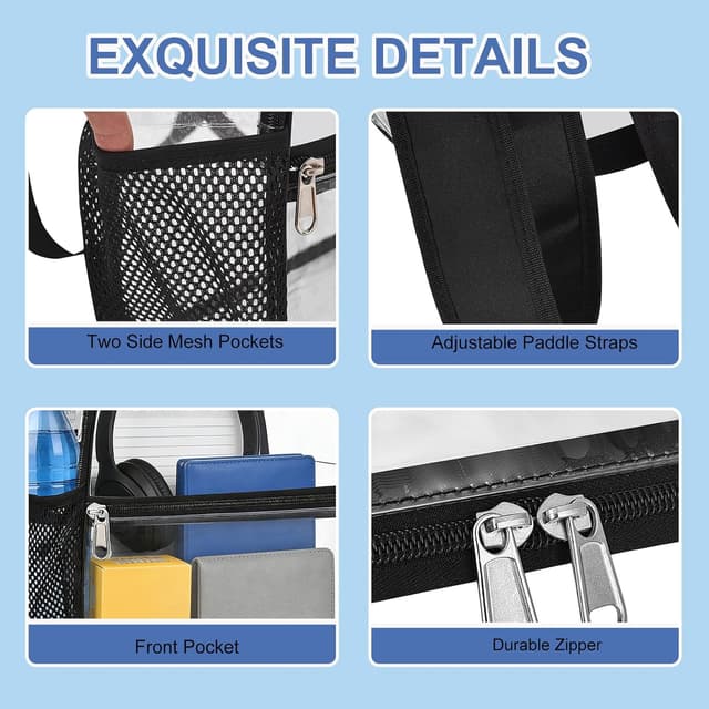 Thumbnail 6 de Busiuw Clear Stadium Backpack 12x12x6 (Black-Clear) — Small Transparent Event Bag