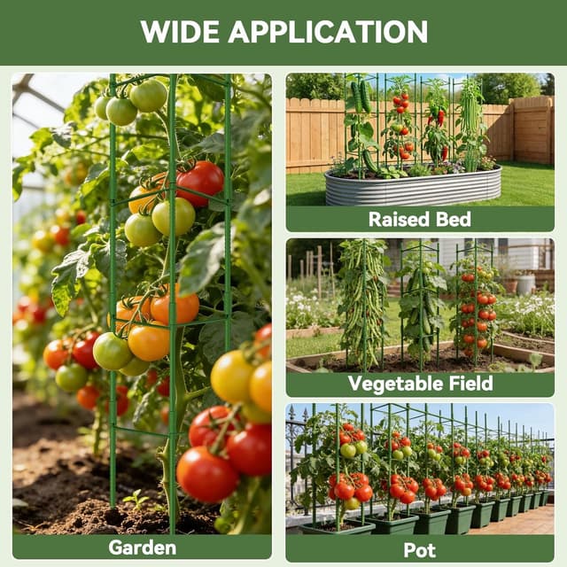 Detalle de Halatool 6 Pack Adjustable Tomato Cages (up to 120cm) – Garden Stakes Support Frame for Pots & Raised Beds