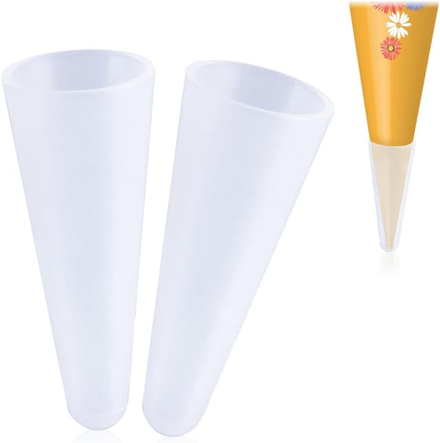 Detalle de com-four 2x Schultüten Spitzenschutz aus Kunststoff – transparente Aufsteck-Spitze (Ø 2 cm) zum Schutz der Einschulungstüte