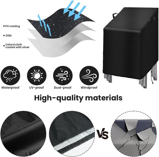 Detalle 2 de OFFCUP Copertura per sedie impilabili da giardino in tessuto Oxford 210D impermeabile anti-UV 70x70x80/120 cm