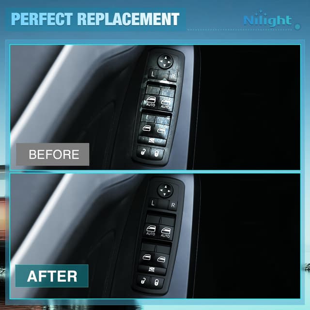 Detalle de Nilight Power Master Window Switch (8 Pins + 3 Pins) Replacement for Select Chrysler, Dodge, and Ram Models