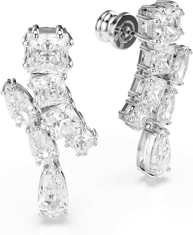 Detalle de Swarovski Pendientes Matrix blancos, baño de rodio 💍